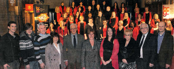 At Belfast Community Gospel Choir Christmas Concert are L to R: Gavin Campbell (LIsburn City Centre Management), Rev Simon Genoe (Cathedral Curate), Rev Canon Sam Wright (Rector), Paula Wright, Rodney Downing (Deputy Chairman, Lisburn City Centre Management), Heather Dowling, Amanda Kirkpatrick (Lisburn Historic Quarter Partnership), Denise Ewart, Alderman Allan Ewart (Chairman, Lisburn City Centre Management & Lisburn Historic Quarter Partnership) and Alan Clarke (Lisburn City Centre Management).