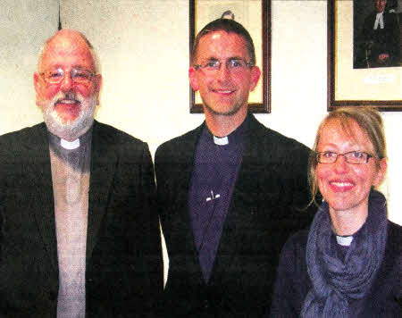 Rev David Knox Rev Stephen McElhinney Rector of St Columbas and Rev Helen Freeburn.