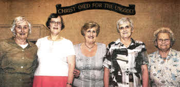 L to R: Elvira Tulip, Margaret Sharkey, Dorothy Smyth, Jean Kennedy and Mary Moore.