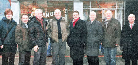 Clergy from some of the eight churches at the opening of the 'Prayer Space'. L to R: Rev Simon Genoe (Lisburn Cathedral), Rev Paul Dundas (Christ Church), Canon Sam Wright (Lisburn Cathedral, Pastor George Hilary (Lisburn Christian Fellowship), Rev John Brackenridge (First Lisburn Presbyterian), Rev Brian Gibson (Railway Street Presbyterian), Rev Brian Anderson (Seymour Street Methodist) and Rev John Pickering (Christ Church).