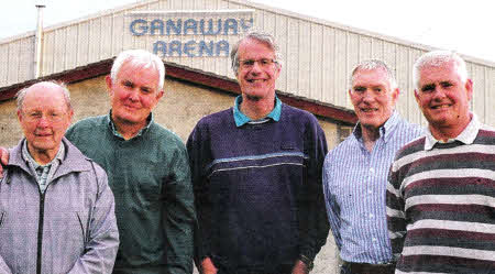 Eric Scott, Victor Hutchinson, Roger Thompson, Geoffrey Rogers and Tom Davidson having a leisurely stroll in the grounds of Ganaway.