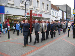 The annual Good Friday �Carrying of the Cross� march of witness makes it way along Bow Street, Lisburn, to Market Square for a short act of Worship at 1.00pm.
