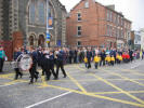 The BB Band pictured leading youth organisations during a �March Past� Railway Street Presbyterian Church on Sunday 16th October 2005 following a Youth Work Commissioning Service. 