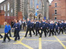 Micala Davis and Tim Mitchell pictured with 1st Lisburn Boys� Brigade Company Section during a �March Past� Railway Street Presbyterian Church on Sunday 16th October 2005 following a Youth Work Commissioning Service. 