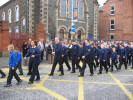 Micala Davis and Tim Mitchell pictured with 1st Lisburn Boys� Brigade Company Section during a �March Past� Railway Street Presbyterian Church on Sunday 16th October 2005 following a Youth Work Commissioning Service.