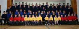 Geoff Baird - Captain (centre of second row) pictured with 1st Lisburn Boys� Brigade - Cabin Boys, Anchor Boys, Junior Section and Company Section.  The photo was taken following a Youth Work Commissioning Service in Railway Street Presbyterian Church, Lisburn, on Sunday 16th October 2005.