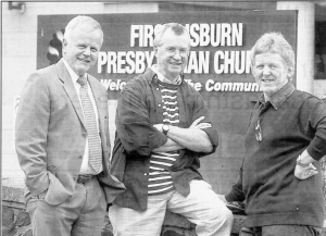 Deputy Mayor Trevor Lunn with Presbyterian Minister Rev Barry Keating (right) and Father Peter Byrne. US33-126A0