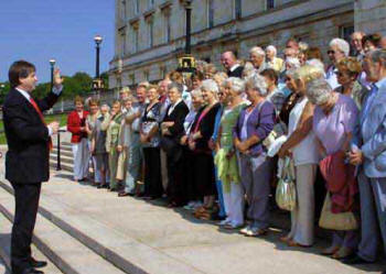 Basil McCrea MLA welcomes the Greater Lisburn Ageing Well Group to Stormont.