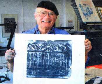 Graham at work, using the print form Lithography to create his stunning artwork