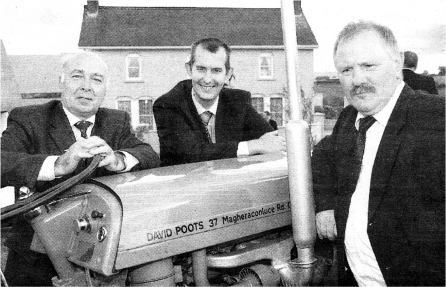 Arts and Culture Minister Edwin Poots with Owen Monaghan, Chairman of the Ferguson Heritage Midlands Group and Eric Jess, Chairman of the local Harry Ferguson Celebration Committee.