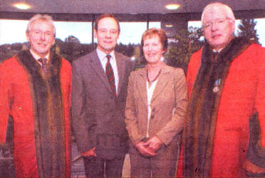 Alderman Seamus Close. Mr Freddie Hall, Mrs Yvonne Hall and CIIr Allan Ewar