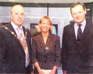 The Mayor, Councillor James Tinsley and Mayoress, Mrs Margaret Tinsley welcome Major General Chris Brown, General Officer Commanding Northern Ireland to Lagan Valley Island for the final Beating Retreat. Pictures by Kelvin Boyes / Press Eye.