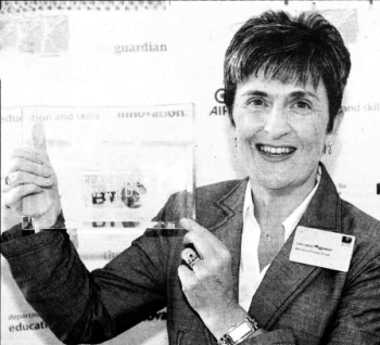 Ballinderry PS vice principal Mrs. Lorraine Magowan at the Waterfront Hall with her award.