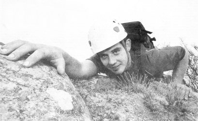 Taking the climb at a steady pace is Officer Cadet Aaron Kennedy from Stoneyford.