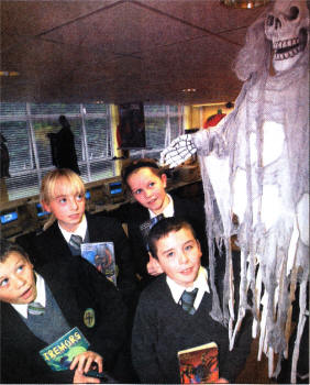 Front row from left - Darragh Loughran and Jason McKay Back row from left - Shauna Cardwell and Sarah Larkin in the new St.Patrick's Library