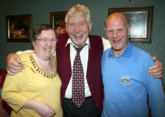 Noel McMaster is pictured saying farewell to Moya Devlin and Artie O�Neill. (Moya is the daughter of the late Paddy Devlin MP, who died in August 1999).