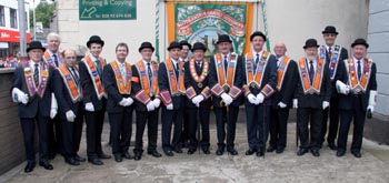 Lisburn LOL No 6 District Officers. Included in the picture are Lagan Valley MP Bro Jeffrey Donaldson, Bro Fred Willoughby (Worshipful District Master), Bro Tom Kerr (Deputy District Master) and Bro Jonathan Beattie (District Secretary).