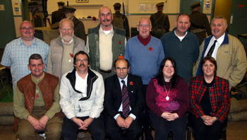 L to R: (seated) David McCallion (War Year�s Remembered), Stephen Croft (LVOHS Secretary), John Palmer (LVOHS Chairman), Diane Carlisle and Councillor Jennifer Palmer. (back row) Gordon Dickson, Jim Halliday (LVOHS Treasurer), John Pattison, Fred Willoughby, Harry Wilson and Noel Kane (Somme Heritage Centre).