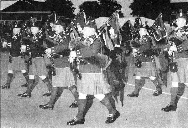 The Pipes and Drums of the Royal Irish Regiment at the Beating Retreat.