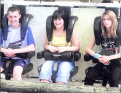 Graham Montgomery and Rebecca Crothers prepare for lift-off on the Playstation at the Walibi Theme Park