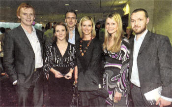 Philip Hill, Martine Hanna, Steven McCormick, Julie Watson, Janet Traub and Stephen Bogle enjoy a fun and entertaining evening of greyhound racing at Drumbo Park.