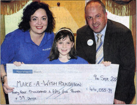 Lesley Johnston from the Make-A-Wish Foundation, Lydia Campbell and Councillor James Tinsley.  
