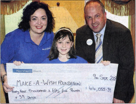 Lesley Johnston from the Make-A-Wish Foundation, Lydia Campbell and Councillor James Tinsley.