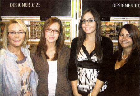 Natalie Gormley. Specsavers Lisburn store director; Amy-Ruth McCabe, Catherine McAteer and Jill Campbell, Specsavers Lisburn store director.