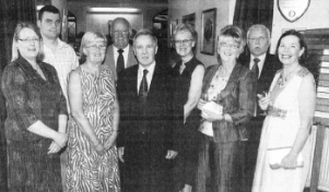 Principal Anne McBride, Richard Daniells, Sandra Clokey, Chairman of the Board of Governors Graham Sutton, Brian Bloomfield, Sara Neill, Carolyn Gowdy, John Clokey and Mary McKay at the recent Wallace high School leaving evening at the Dunadry hotel. Photo by Simon Graham, Harrison Photography