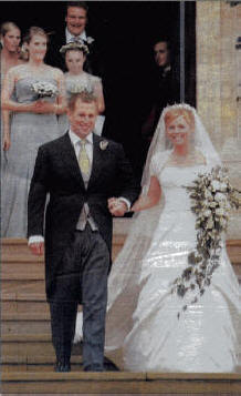 Peter Phillips and Canadian Autumn Kelly after their marriage ceremony in St. George's Chapel in Windsor.