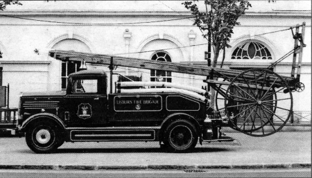 The 1938 Dennis fire engine used in the film 'Closing the Ring', photographed outside Lisburn Museum.