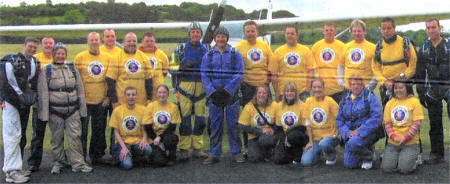 The group of people who took part in the jump.