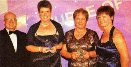 From left are: Alan Finn, Director of Nursing at the Western Trust, Barbara Hanna from Dromore, Runner-up in the Directors of Nursing Award, Bernie McWilliams, Joint Runner-up and Mary Hinds, Director of the RCN in Northern Ireland.