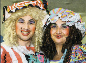 The two Ugly Sisters taking part in Lisnagarvey Operatic Society's version of Cinderella