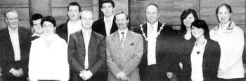 Younger members of the band with Mayor Tinsley.