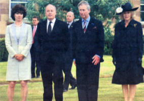 Prince Charles and the Duchess of Cornwall with Secretary of State Shaun Woodward and his wife Camilla at the Garden Party at Hillsborough. Photo John Harrison.