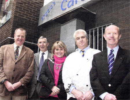 Members of the committee who helped organise the event - John Gilliland, Kyle Harper and Brian Huey with Angelo and the president of the club Sandra McCabe.