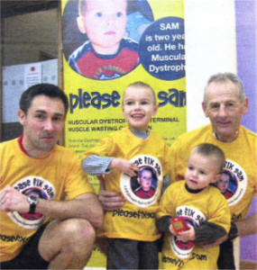 Sam McCausland and brother Callum with event organisers Paul McGuire and Wes Kettyle.