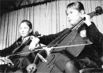 Shauna McKee and Ciara Brennan play Funky Twickle on the cello.