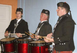 Waringsford drummers Dean Bingham, John Wallace and William Wallace  