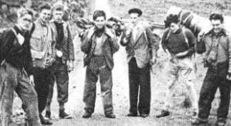 Rathlin expedition, May 1952. (L-R) Arnold Benington, Michael Benington, Jack Miller, Colin Evans, Reggie Perry, Brian Perry, Tommy Heaslip.