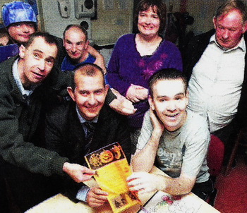 Minister For Environment Edwin Poots pictured with Trainees at Lisburn Adult Resource Centre. US3709-1O8AO Picture By: Aidan O'Reilly
