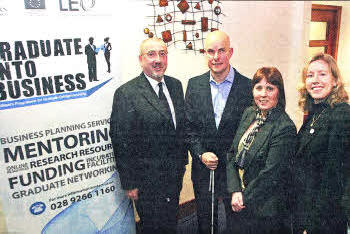 Environmental Services Director Colin McClintock of Lisburn City Council, Mark Pollock, Councillor Jenny Palmer Lisburn City Council and Aisling Owens Lisburn Enterprise Organisation.