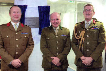 L-R Colonel N C Smith, Col W C Black and DGAMS Maj Gen M J Von Bertele OBE QHP at the official opening of the new Sinton Medical and Dental Centre. Image by Mike O'Neill.