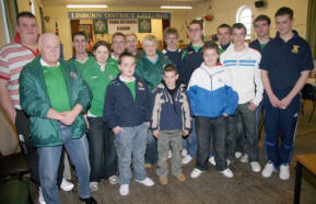 Band Secretary Mervyn Pressaugh (left at front) pictured with some members of Lisburn Young Defenders Flute Band who hosted the competition.