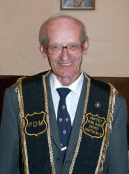 Sir Knt Samuel Hanna, PDM of Saintfield RBDC No 12, one of the guests at the installation of officers at Largymore No 9 District in Ballygowan Orange Hall on Friday 19th June.