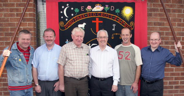 Lisburn Royal Black District Chapter No 1 office bearers pictured at the exhibition and banner display at the Pond Park Black Hall, Lisburn last Saturday (15th August).  L to R: Sir Knights - Joe Bell (Deputy District Treasurer), Francis Beckett (District Committee), Thomas McWatters (District Committee), Rodney Lockhart (Deputy District Registrar and Royal Black Culture and Education Committee), Matthew Tinsley (Deputy District Master) and Colin Preen (District Registrar). 