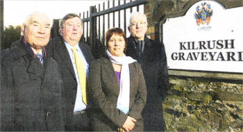 Alderman Ivan Davis, Alderman Paul Porter, Councillor Jenny Palmer, Councillor Allan Ewart on a recent visit to Kilrush Graveyard.