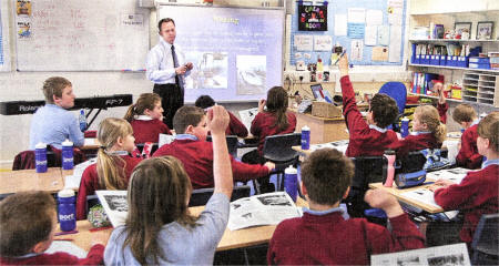 Each classroom at the new Pond Park Primary School features a computerised whiteboard. US1709-S2SCD