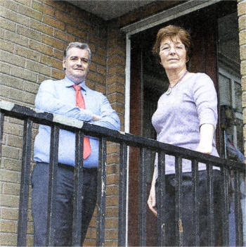 Tony Lappin, principal and Cannel Robinson, secretary, outside St Colman's PS, Moira. US2109-539CD 